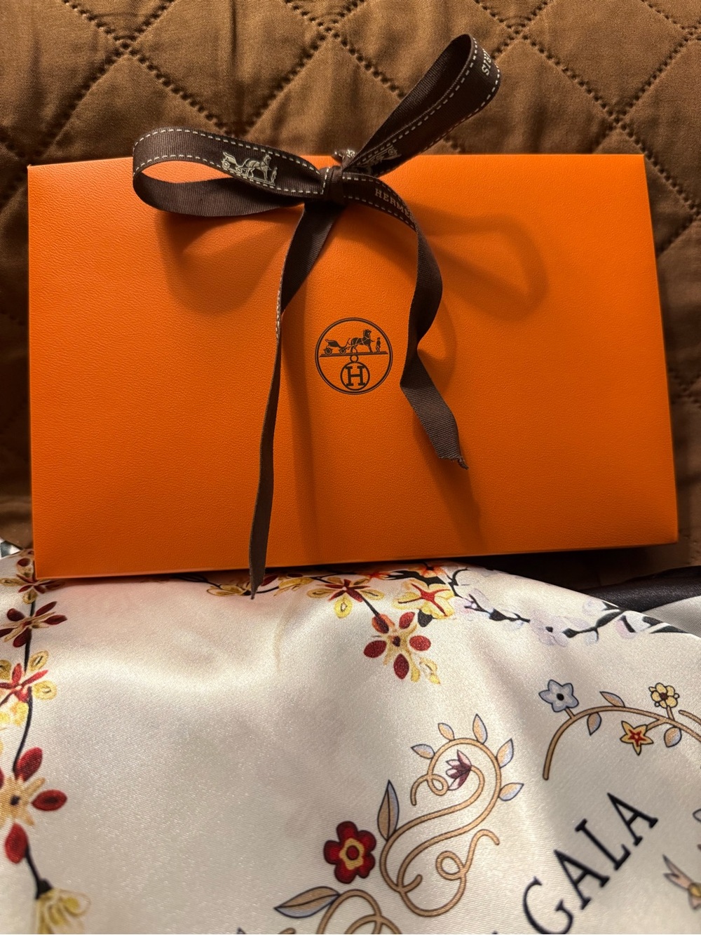 Hermès Scarf Gift Box Envelope and Ribbon.